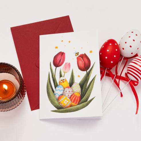 Grußkarte für Ostern - Bleistift-Illustration