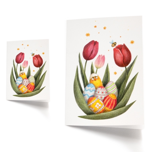 Grußkarte für Ostern - Bleistift-Illustration