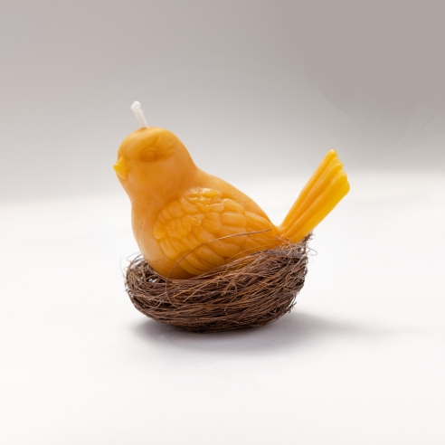 Sparrow bird natural beeswax candle