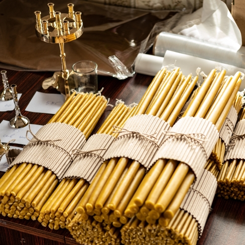 Dipped beeswax taper candles - 32cm, 13"