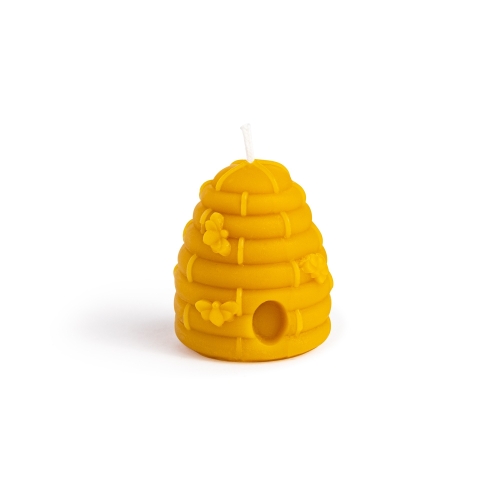 Natural Beeswax Candle - Bees Swarm, Knitted Hive