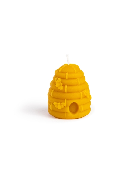 Natural Beeswax Candle - Bees Swarm, Knitted Hive