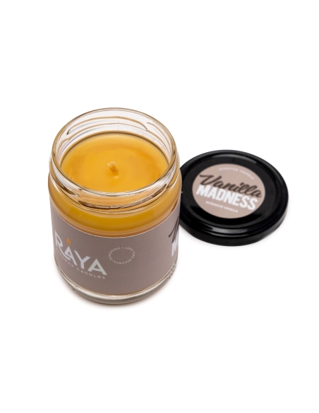 Vanilla Madness scented natural beeswax candle, jar