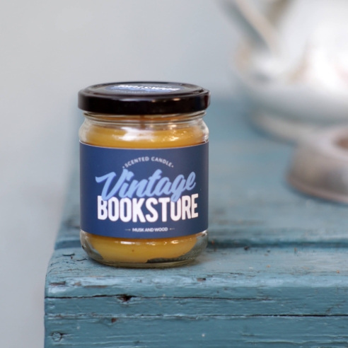Vintage Bookstore duftende natürliche Bienenwachskerze, Glas