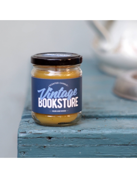 Vintage Bookstore scented natural beeswax candle, jar