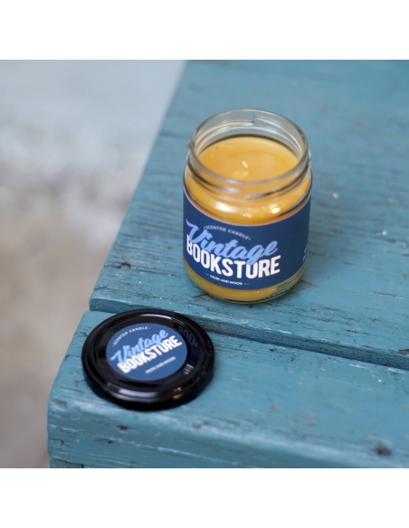 Vintage Bookstore scented natural beeswax candle, jar