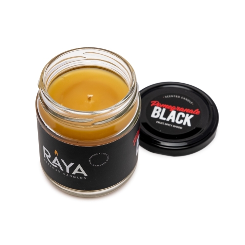 Pomegranate Black scented natural beeswax candle, jar
