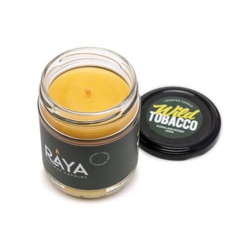 Wild Tobacco duftende natürliche Bienenwachskerze, Glas