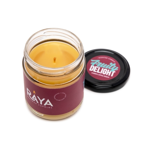 Kirsche, Apfel, Pfirsich duftende natürliche Bienenwachskerze, Glas