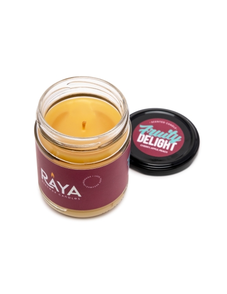 Cherry, apple, peach scented natural beeswax candle, jar