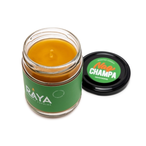 Nag Champa scented natural beeswax candle, jar