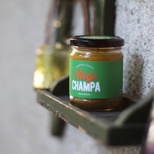 Nag Champa duftende natürliche Bienenwachskerze, Glas