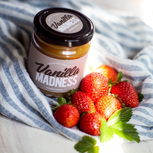 Vanilla Madness duftende natürliche Bienenwachskerze, Glas