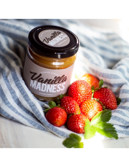 Vanilla Madness duftende natürliche Bienenwachskerze, Glas