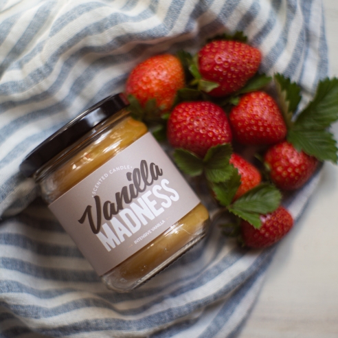 Vanilla Madness duftende natürliche Bienenwachskerze, Glas