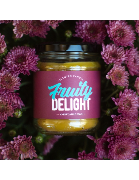 Cherry, apple, peach scented natural beeswax candle, jar