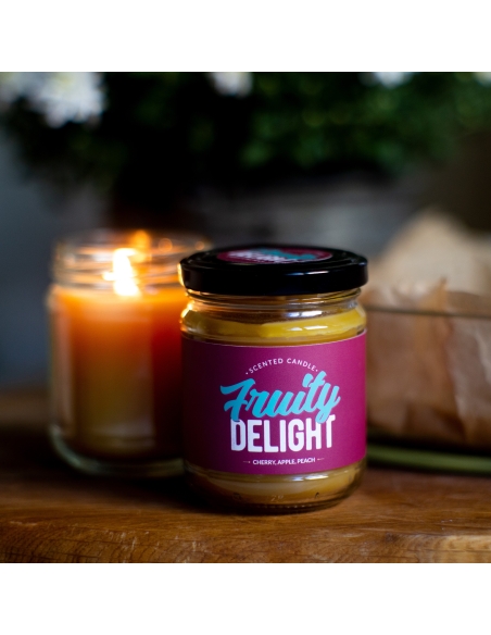 Cherry, apple, peach scented natural beeswax candle, jar