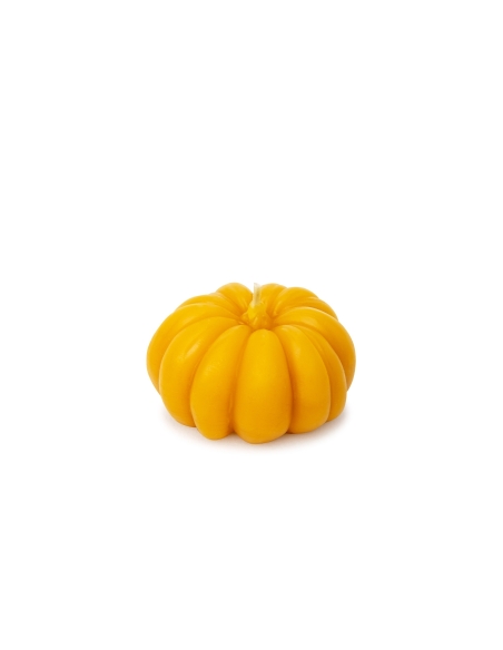 Natürliche Bienenwachs-Zierkerze - Halloween Kürbis gewellt