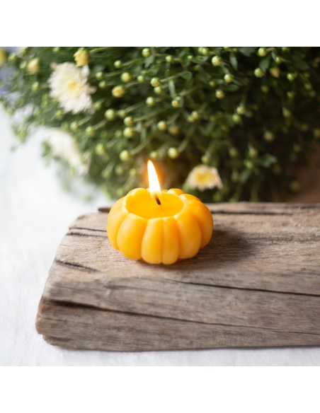Natural Beeswax Ornamental Candle - Halloween Pumpkin wavy