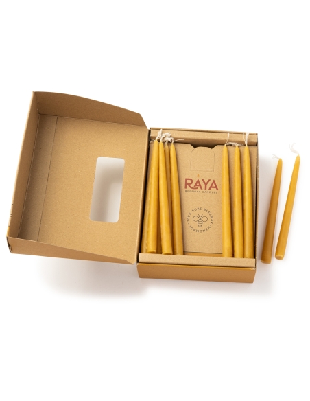 Natural Beeswax Hand-Dipped Hanukkah Candles - 13cm, 5"