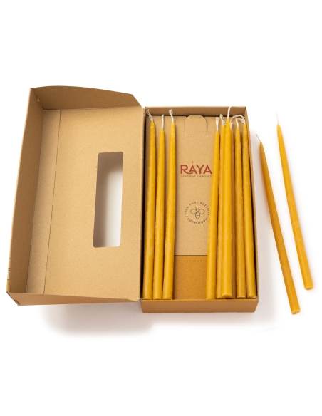 Natural Beeswax Hand-Dipped Hanukkah Candles - 22cm, 9"