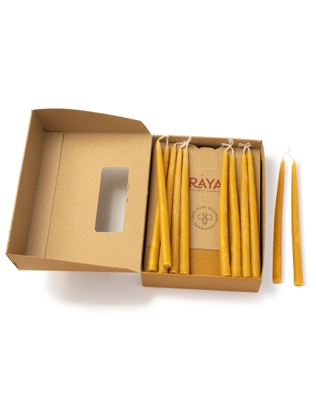 Natural Beeswax Hand-Dipped Hanukkah Candles - 15cm, 6"
