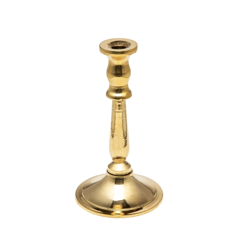 Gold-colored candlestick for thiny and slim tapper candles, conic, brass
