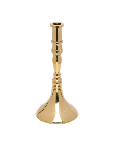 Kleiner goldfarbener Kerzenständer für schlanke Stumpenkerzen, konisch, Messing