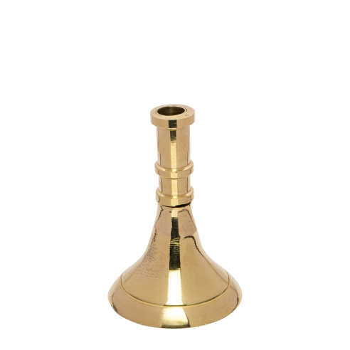 Small gold color candlestick for slim tapper candles, conic, brass, short-size