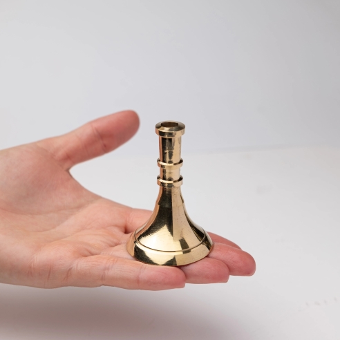 Small gold color candlestick for slim tapper candles, conic, brass, short-size