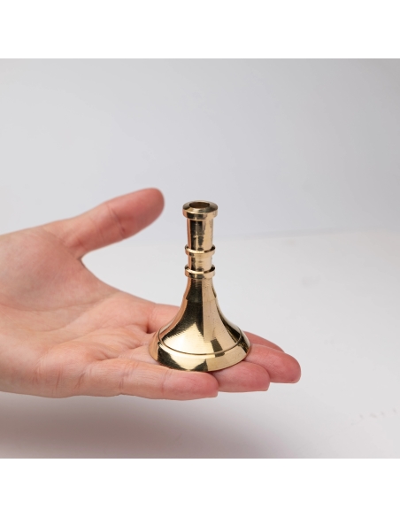 Small gold color candlestick for slim tapper candles, conic, brass, short-size