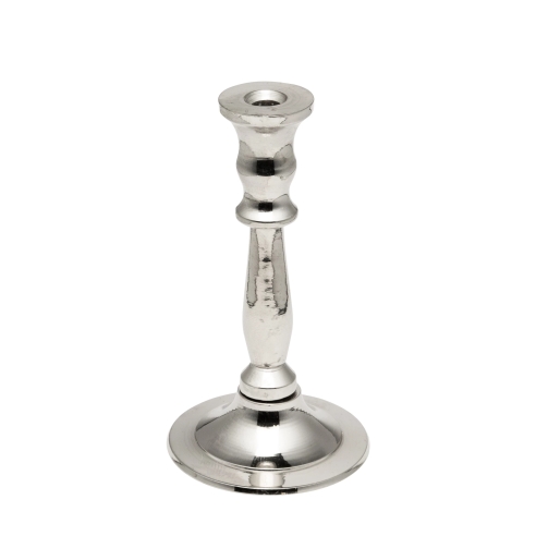 Silver-colored candlestick for thiny and slim tapper candles, conic, brass
