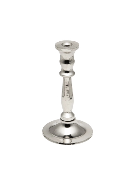 Silver-colored candlestick for thiny and slim tapper candles, conic, brass