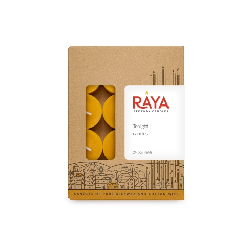 Natural Beeswax Tealight Candle - refills 24pcs box