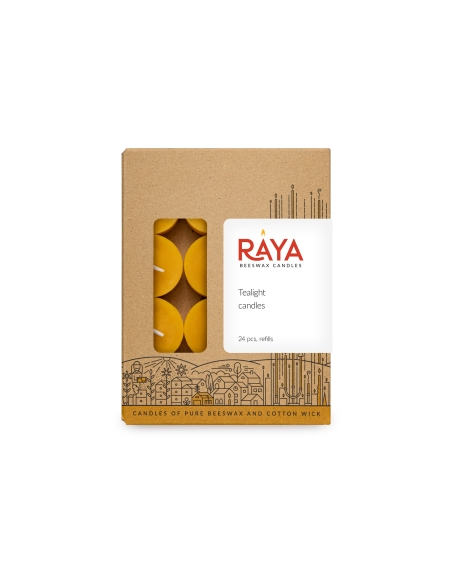 Natural Beeswax Tealight Candle - refills 24pcs box