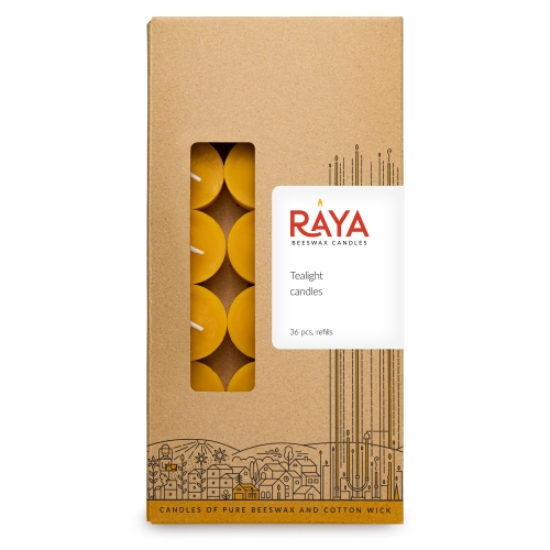 Natural Beeswax Tealight Candle - refills 36pcs box