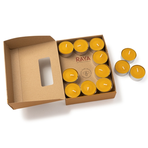 Natural Beeswax Tealight Candle - Aluminum Cups - 24pcs box