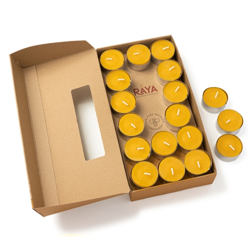 Natural Beeswax Tealight Candle - Aluminum Cup - 36pcs box