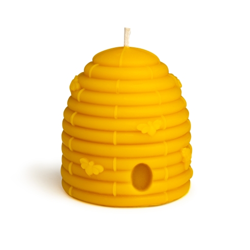 Natural Beeswax Large Candle - Bees Swarm, Knitted Hive