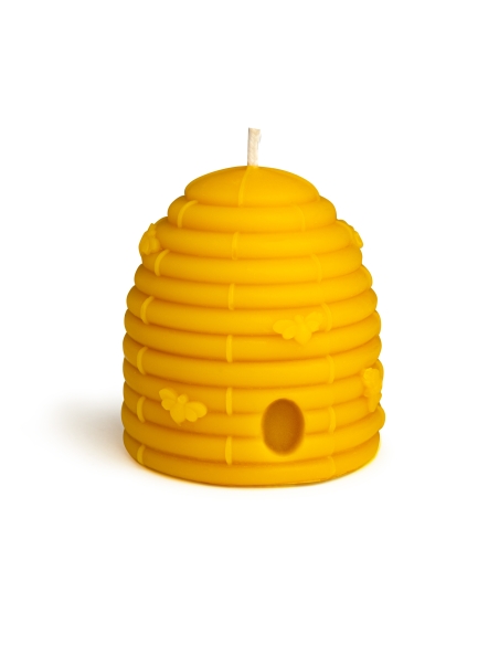 Große Kerze aus natürlichem Bienenwachs - Bienenschwarm, gestrickter Bienenstock