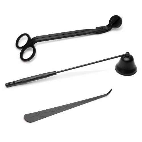 Candle maintain tools - wick trimmer, dipper, snuffer - black