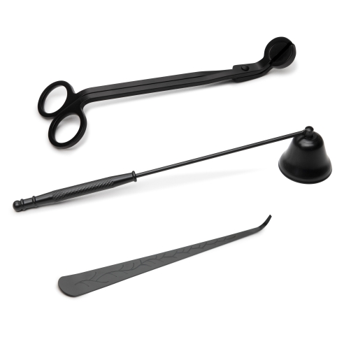 Candle maintain tools - wick trimmer, dipper, snuffer - black