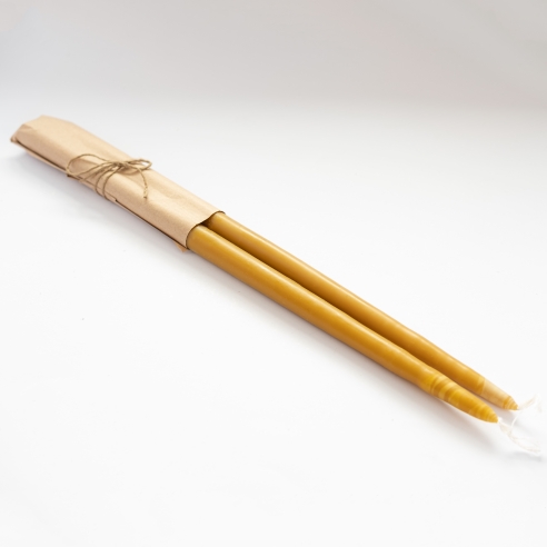 Dipped beeswax taper candles, thick - 44cm, 17"