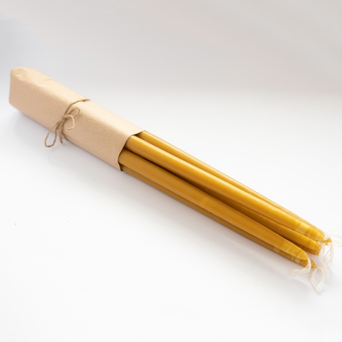 Dipped beeswax taper candles, thick - 44cm, 17"