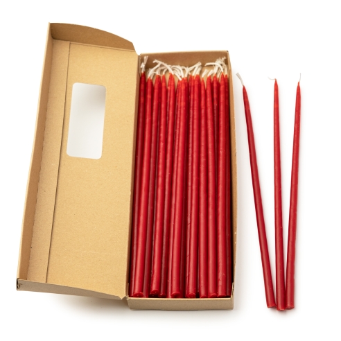 Red Dipped beeswax taper candles - 22cm, 9"