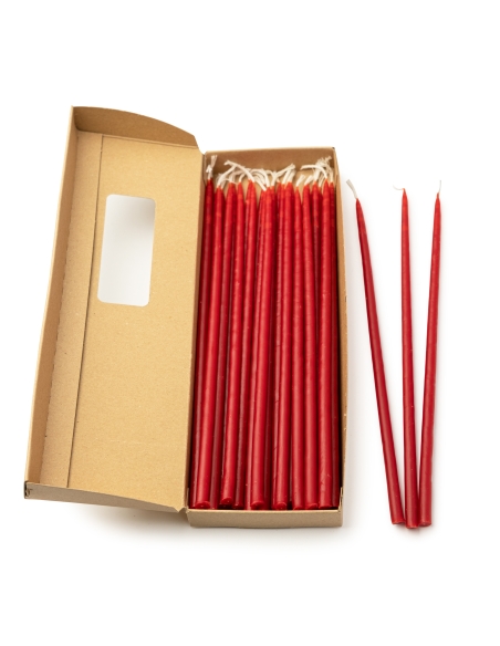 Red Dipped beeswax taper candles - 22cm, 9"