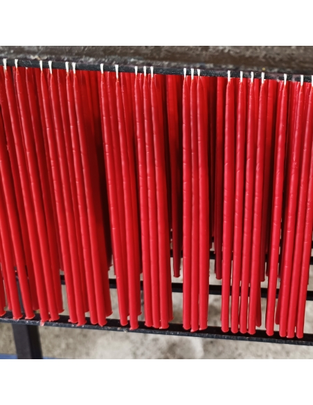Red Dipped beeswax taper candles - 22cm, 9"