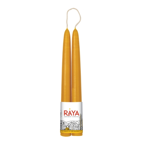 Classic taper candles of pure beeswax - 22 cm, 9"
