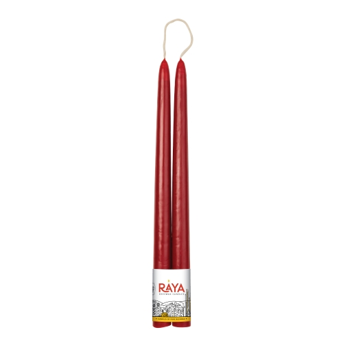 Classic taper candles of pure beeswax, red - 32 cm, 13"