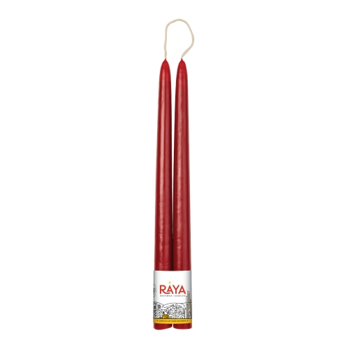 Classic taper candles of pure beeswax, red - 32 cm, 13"